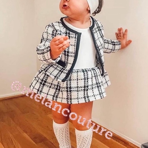 Toddler Girl Plaid Coat & Dress Matching Outfits - Picture 2 of 9